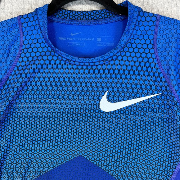 Nike Pro Hyperwarm Fitted performance shirt Men L geometric Long Sleeve Athletic - Picture 1 of 9